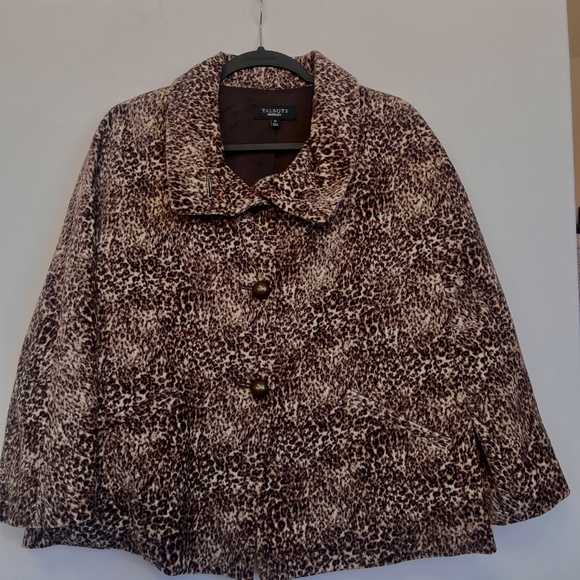 Talbots Velvet Animal Print Lined Jacket Large Accent Buttons Sz 10 Mob Wife - Picture 3 of 11